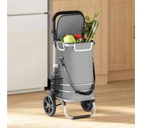 Shopping trolley Foldable Grey Oxford Fabric Aluminium Frame 36.5x46.5x100.5cm.