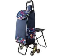 Shopping Trolley Foldable With Seat Portable Collapsible Pull Push Car PU Wheels Iron Frame, Multiple Colors,4#,38 x 25 x 92cm