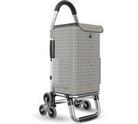 Shopping Trolley Lightweight Folding Cart, Aluminum Alloy Frame with Big Noiseless Wheels, 50L Detachable Waterproof Oxford Bag