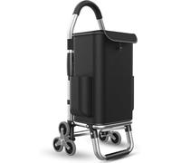 Shopping Trolley Lightweight Folding Cart, Aluminum Alloy Frame with Big Noiseless Wheels, 50L Detachable Waterproof Oxford Bag