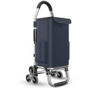 Shopping Trolley Lightweight Folding Cart, Aluminum Alloy Frame with Big Noiseless Wheels, 50L Detachable Waterproof Oxford Bag