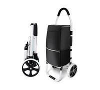 SHOPPING TROLLEY Silent 2 Large Wheels Cart Trolley Bag Removable Lightweight 40L Folding Heavy Duty 50Kg Carrying Cart Elderly Supermarket Travel Picnic + 2 Elastic Ropes