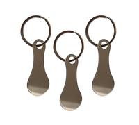 Shopping Trolley Token,3 PCS Stainless Steel Trolley Coin Removable Trolley Key Shopping Trolley Removable Chip Keychain for Releasing Supermarket Trolleys