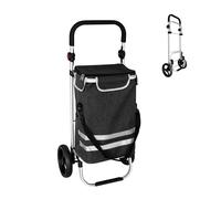 Relaxdays Shopping Trolley with Insulated Cooler, Removable Bag, Foldable, 45L, 35kg Capacity, Black, 104x49x38cm