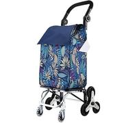 Shopping Trolley with 8 Wheels, Stair Climber Folding Large Capacity Waterproof Bag Lightweight Quiet Hand Truck 40 Liters for Supermarket Camping
