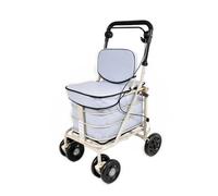 Shopping Trolley with Seat & Backrest/Walking frame/Seated Mobility Trolley/Stroller/Walking Trolley (FULLY ASSEMBLED in UK READY TO USE!) folding (Sky Blue)
