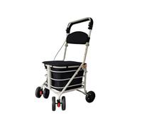Shopping Trolley with Seat - Check or Black - Easy To Fold and Lock In Place (Brown Check)