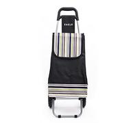 Shopping Trolley with Storage Bag - Folding Trolley Cart with Handle - Collapsible Trolley with Wheels - Shopping Trolleys for Women and Men - 43L Foldable Shopping Bag with Back Zipper Pocket (Black)