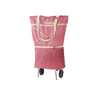 shopping trolleys. Shopping Trolleys Wheeled Foldable Shopping Bag Cart Double Rolling Wheels Loading Utility Shopping Laundry Grocery Luggage Portable Utility Carts(Pink)