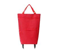 shopping trolleys. Shopping Trolleys Wheeled Foldable Shopping Bag Cart Double Rolling Wheels Loading Utility Shopping Laundry Grocery Luggage Portable Utility Carts(Red)