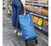 shopping trolleys. Shopping Trolleys Wheeled Foldable Shopping Bag Cart Double Rolling Wheels Loading Utility Shopping Laundry Grocery Luggage Portable Utility Carts(Blue)