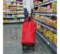 shopping trolleys. Shopping Trolleys Wheeled Foldable Shopping Bag Cart Double Rolling Wheels Loading Utility Shopping Laundry Grocery Luggage Portable Utility Carts(Red)