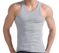 Shopping Zone ® Men's Cotton Vests Tank Tops Sleeveless Plain Breathable Slim Fit Summer Top Vest Everyday Athletic wear Easy Fit Men Workout Shirts (UK Grey 2XL (Pack 1))