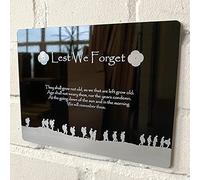 ShopQuality4U A4 Military Poppy Lest We Forget on White Metal Aluminium Plaque Personalised Metal Signs, Custom Design, Flanders fields/Personalised to Remembrance, Custom Gift