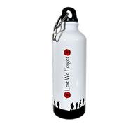 ShopQuality4U Aluminium Drinking Bottle 500ml Military Poppy Lest We Forget Printed on White Aluminium Bottle