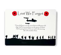 ShopQuality4U Battle of Britain Military Poppy Lest We Forget Printed on Glossy Metal Aluminium Plaque, Various Size