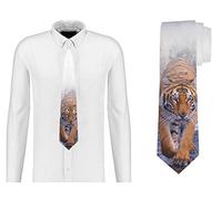 ShopQuality4U Big Cats Tiger - Waterfall Mens Printed Neck Tie - Silk/Polyester - Great Gift - Half Tie Print