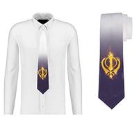 ShopQuality4U Indian Sikh Religious Symbol Mens Printed Neck Tie - Silk/Polyester - Great Gift - Half Tie Print