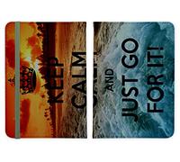 ShopQuality4U Keep Calm and Just Go for it Leather Passport Holder - for Men & Women - British Full Printed Passport Cover Case Passport Wallet