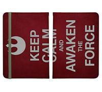 ShopQuality4U Keep Calm Awaken The Force - Star Wars - Leather Passport Holder - for Men & Women - British Full Printed Passport Cover Case Passport Wallet