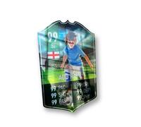 ShopQuality4U Mirror Finish Personalise Football Card Player Stats Shield - Field Printed Metal Shield Sign Wall Art A3 Player Add Name (40x25cm)