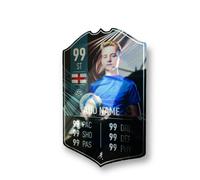 ShopQuality4U Mirror Finish Personalise Football Cup Player Stats Card Sign - Nickel Printed Metal Shield Sign Wall Art A4 Player Add Name (28x17cm)