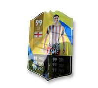 ShopQuality4U Mirror Finish Personalise Football Cup Player Stats Card Sign - Yellow Blue Printed Metal Shield Sign Wall Art A4 Player Add Name (28x17cm)