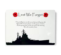 ShopQuality4U Navy Battleship Military Poppy Lest We Forget Printed on Glossy Metal Aluminium Plaque, Various Size