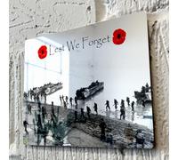 ShopQuality4U Normandy Landing Military Poppy Lest We Forget Printed on Mirror Finish Metal Aluminium Plaque, Various Size