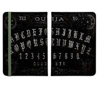 ShopQuality4U Ouija Board Goth Emo MetaI Leather Passport Holder - for Men & Women - British Full Printed Passport Cover Case Passport Wallet