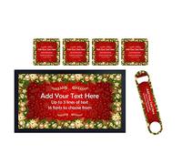 ShopQuality4U Personalise Christmas Bar Runner Mat, optional: Matching Bottle Opener, Drinks Coasters, Gift Set | Beer Gifts Home Bar Accessories for Pub Bars Man Cave Him Her Gin Oclock
