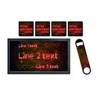ShopQuality4U Personalise Cocktail Bar Runner Mat, optional: Matching Bottle Opener, Drinks Coasters, Gift Set | Beer Gifts Home Bar Accessories for Pub Bars Man Cave Him Her Gin Oclock