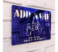 ShopQuality4U Personalised Game Metal Mirror Gamer Sign - Customised Printed Wall Art Plaque A4 Born to Game