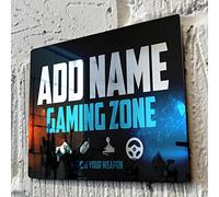 ShopQuality4U Personalised Game Metal Mirror Gamer Sign - Customised Printed Wall Art Plaque A4 Gaming Zone Neural