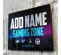 ShopQuality4U Personalised Game Metal Mirror Gamer Sign - Customised Printed Wall Art Plaque A5 Gaming Zone Bricks