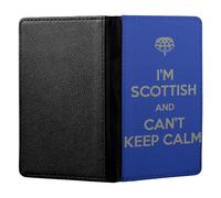 ShopQuality4U Personalised Im Scottish Keep Calm Customised PU Leather UK British Passport Cover Holder