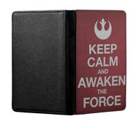 ShopQuality4U Personalised Keep Calm Awaken The Force - Star Wars - Customised PU Leather UK British Passport Cover Holder