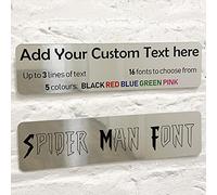 ShopQuality4U Personalised Mirror Aluminium Metal Plaque Bespoke Sign Childs Bedroom Door Add Own Text - in SpiderM Font (20 x 5 cm, 7.8 x 2 inches)