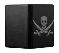 ShopQuality4U Personalised Pirate Skull and Cross Bones Flag Customised PU Leather UK British Passport Cover Holder