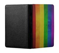 ShopQuality4U Personalised Rainbow LGBT Gay Peace Grunge Flag Customised PU Leather UK British Passport Cover Holder