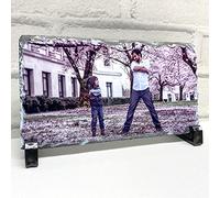 ShopQuality4U Personalised Rock Slate Photo 12 x 22cm Personalised Gift for Her or Him (Rectangle)