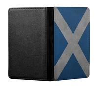 ShopQuality4U Personalised Scotland Flag Grey Slate Design Customised PU Leather UK British Passport Cover Holder