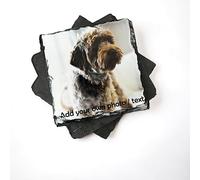 ShopQuality4U Personalised Set of 4 Slate Coasters Using Your Photos - 9cm, Square, Gloss, Rock Slate - Decorative Home Accessories, Drink Coasters, Novelty Placemats, Make Your Own