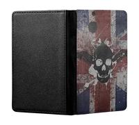 ShopQuality4U Personalised UK United Kingdom British Skull Flag Customised PU Leather UK British Passport Cover Holder