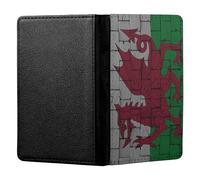 ShopQuality4U Personalised Welsh Old Broken Wall Flag Design Customised PU Leather UK British Passport Cover Holder
