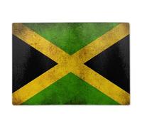ShopQuality4U Premium Medium Glass Cutting Board Cheese Board Board Jamaica Jamaican Grunge Effect Flags Design Kitchen Worktop Saver Protector