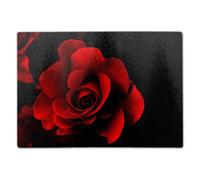 ShopQuality4U Premium Medium Glass Cutting Board Cheese Board Board Red Rose Flower Love Design Kitchen Worktop Saver Protector