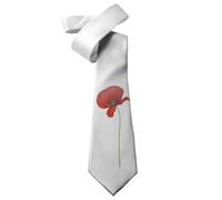ShopQuality4U Red Poppy Flower Remembrance Mens Printed Neck Tie - Polyester - Great Gift - Half Tie Print