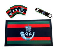 ShopQuality4U Rifles Regiment Bar Runner Mat, Matching Bottle Opener & 4x Drinks Coasters, Metal sign Gift Set | Beer Gifts Home Bar Accessories for Pub Bars Man Cave Him Her
