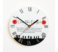 ShopQuality4U Round Wall Clock 30cm (Large) Military Poppy Lest We Forget, Flanders Field, Rememberance. Tempered Glass